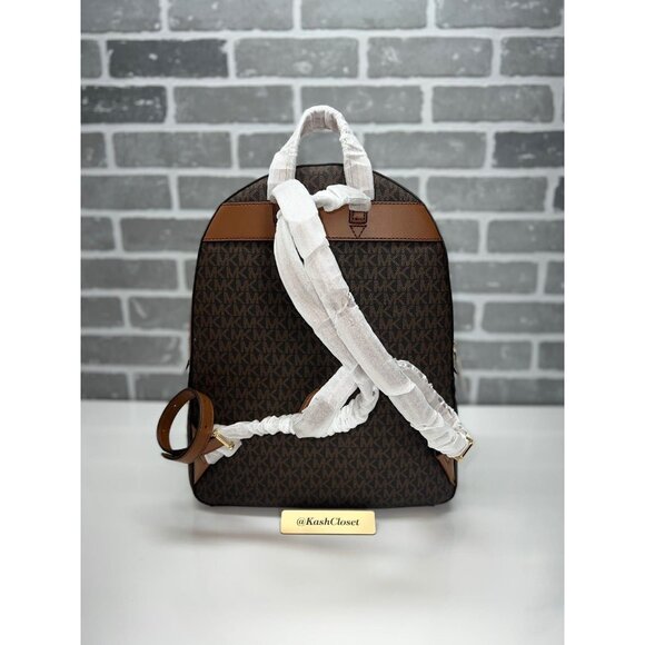 Michael Kors backpack jaycee large front pocket backpack MK Signature brown - Picture 4 of 11